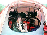 Bikes live in tent