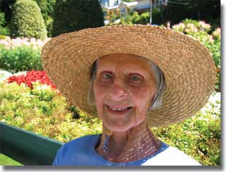 Rosina enjoying the sun at the Botanical Gardens April 2005